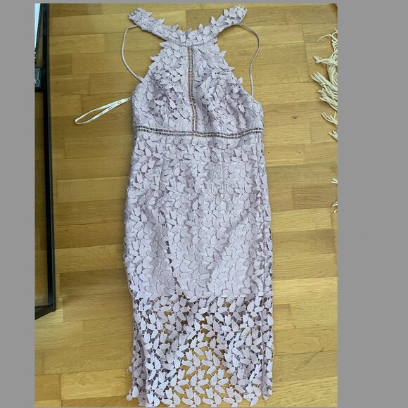 Bardot Gemma Lace Halter Dress - Purple, Lavender Size S - Picture 4 of 5